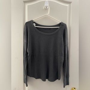 Dark Grey Abercrombie & Fitch Waffle Long-sleeve